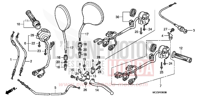 HEBELGRIFF/SCHALTER/KABEL von Hornet 900 IRON NAIL SILVER METALLIC-U (NH167) von 2002